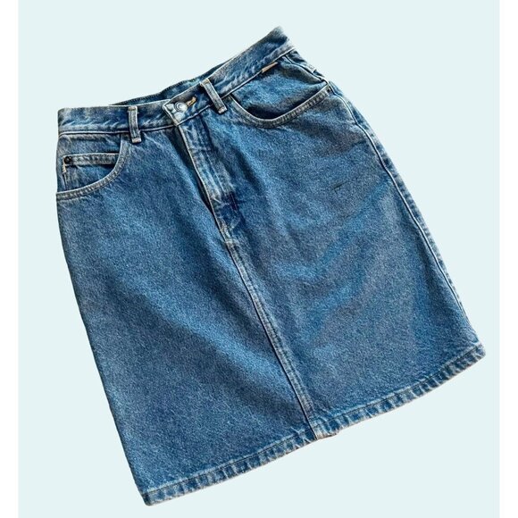 Vintage ESPRIT 90s / 2000s / Y2K Denim Knee Length Skirt Size XS - Picture 1 of 7